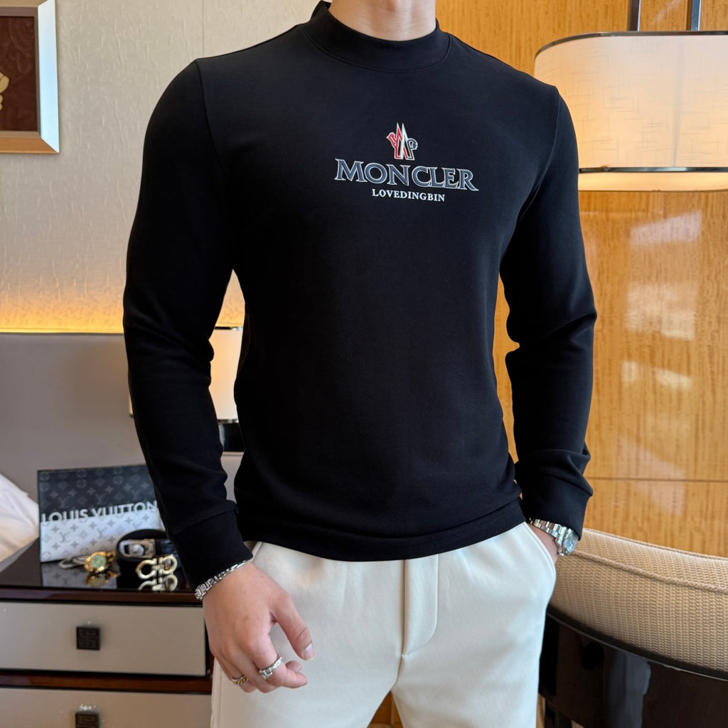 Moncler Logo Long Sleeve Black Shirt