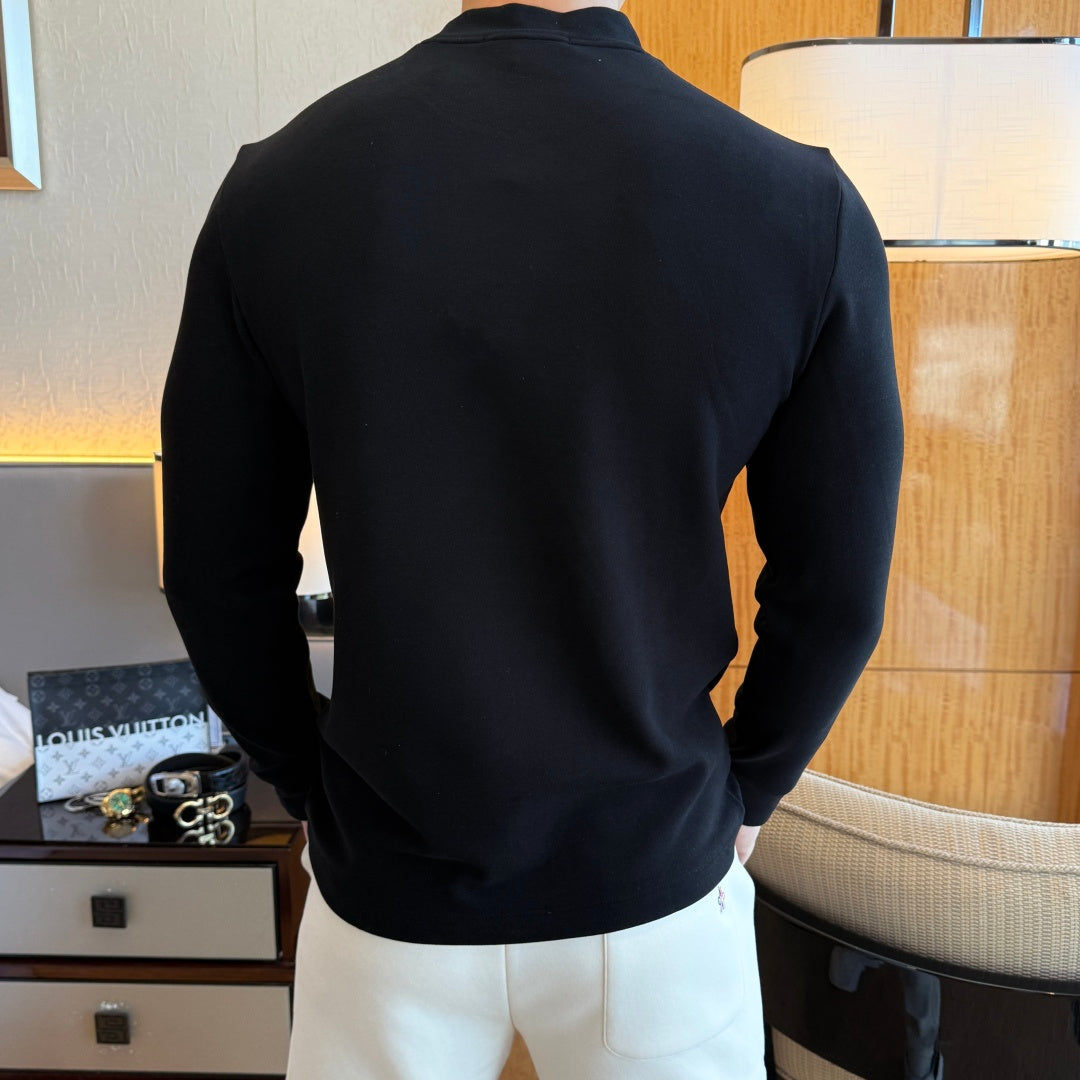 Moncler Logo Long Sleeve Black Shirt