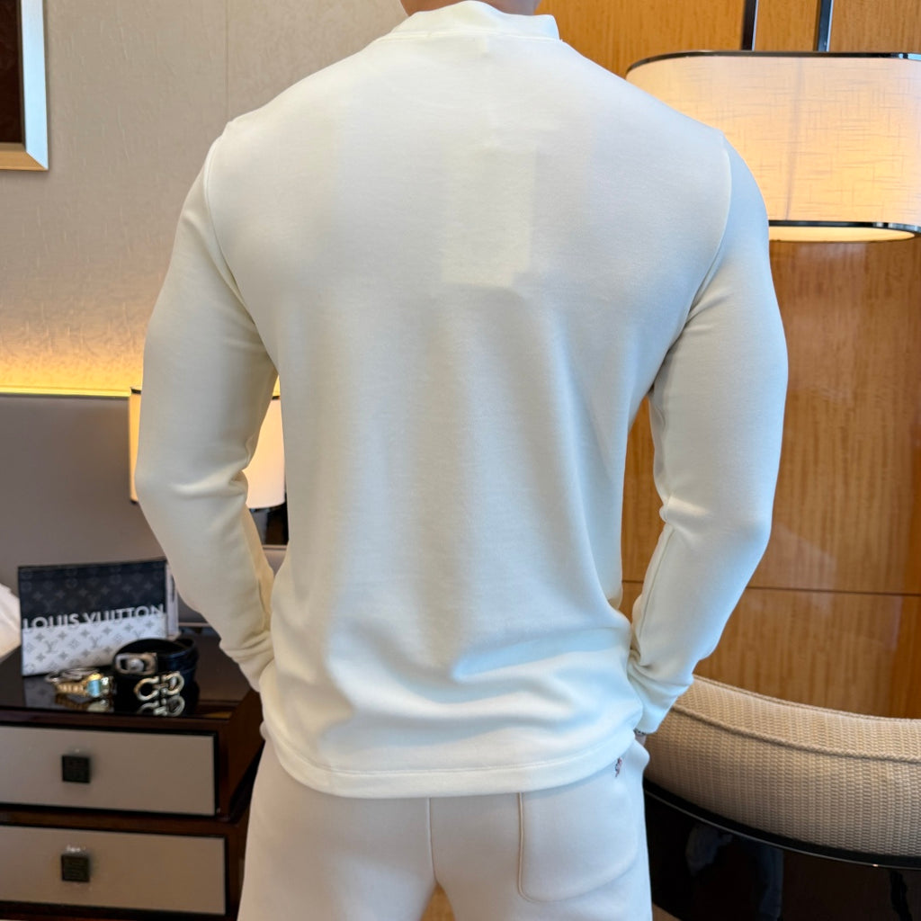 Moncler Logo Long Sleeve White Shirt