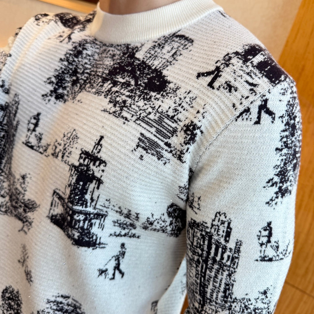 Louis Vuitton Scenic Toile Jacquard Sweater - Ivory