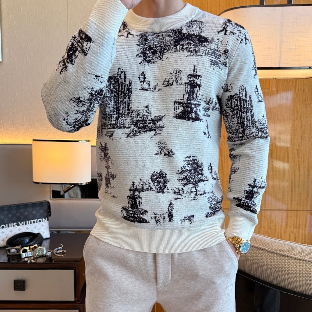 Louis Vuitton Scenic Toile Jacquard Sweater - Ivory