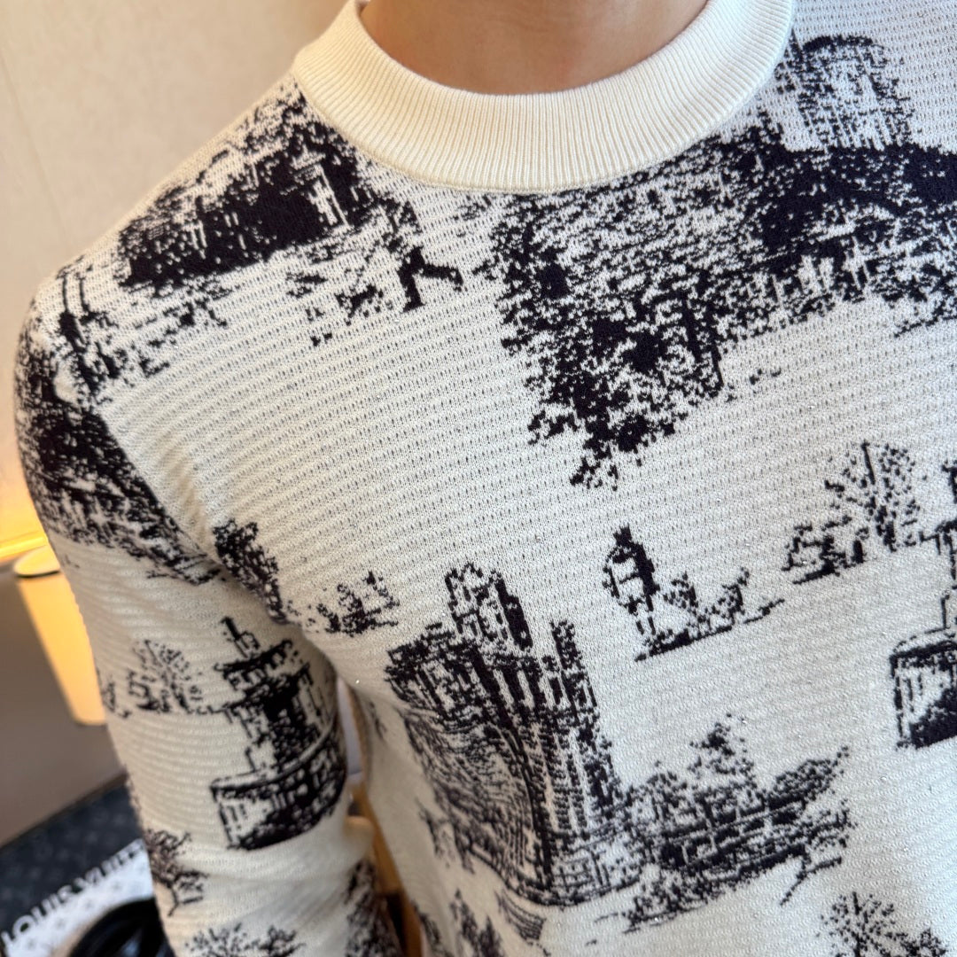 Louis Vuitton Scenic Toile Jacquard Sweater - Ivory