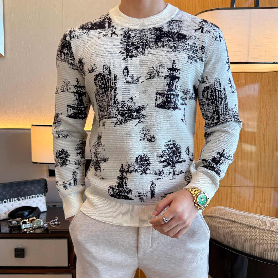 Louis Vuitton Scenic Toile Jacquard Sweater - Ivory