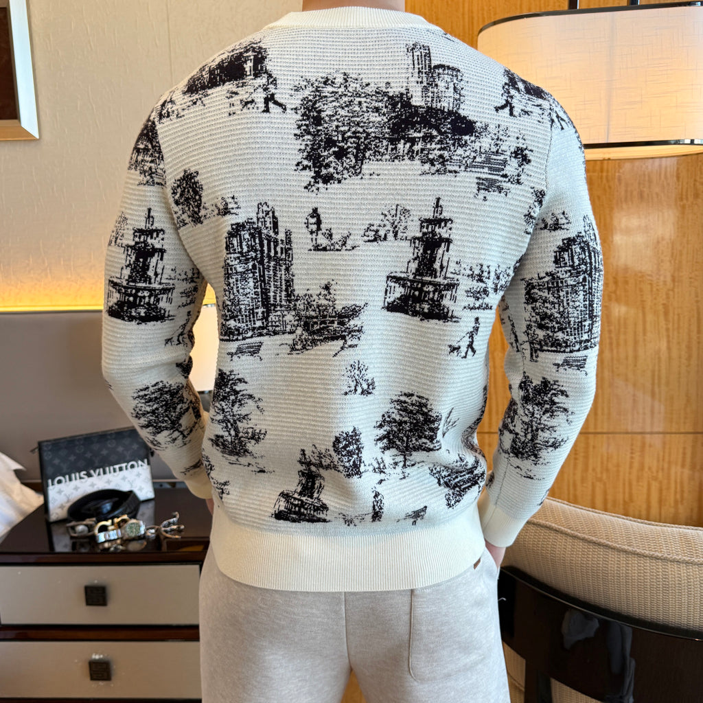 Louis Vuitton Scenic Toile Jacquard Sweater - Ivory