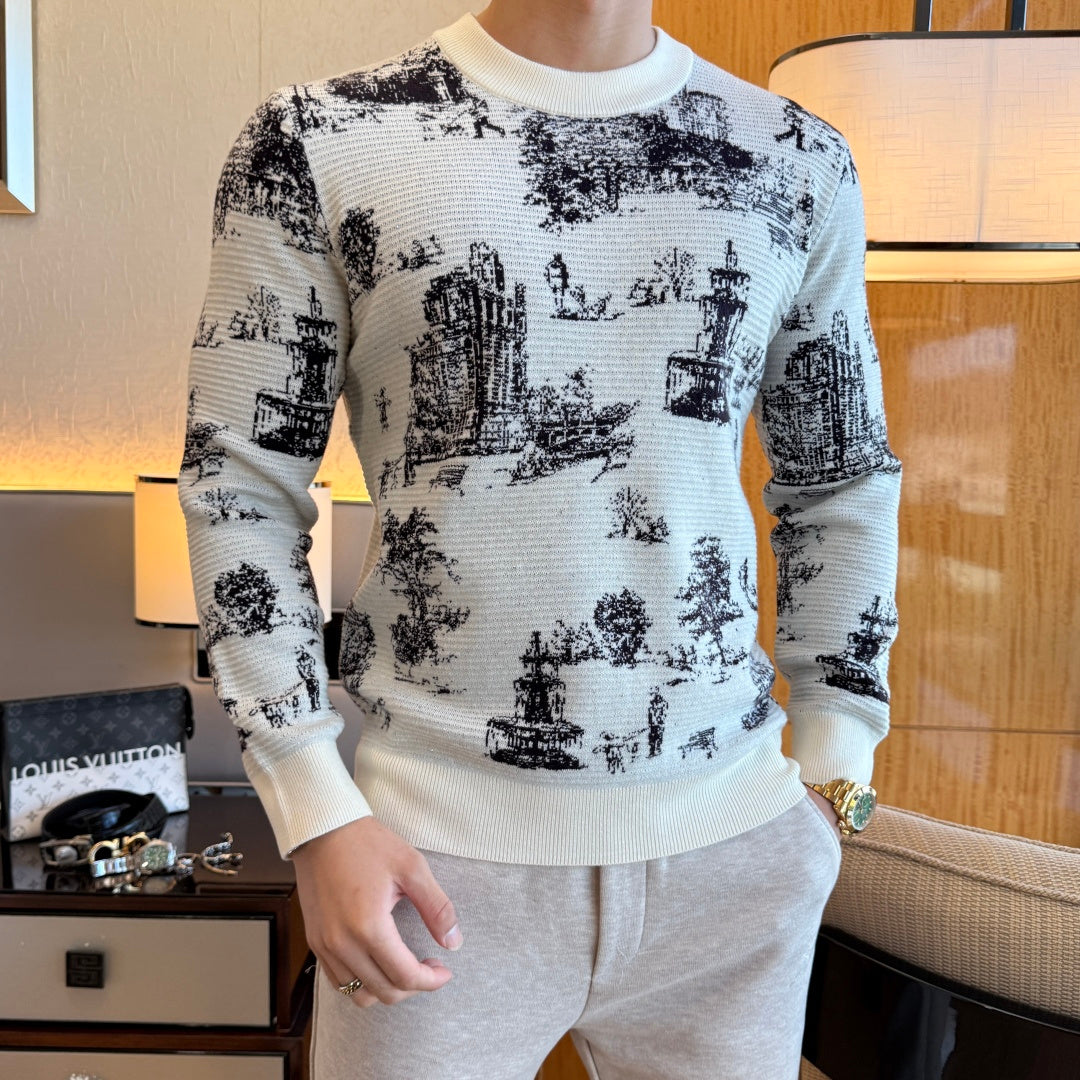 Louis Vuitton Scenic Toile Jacquard Sweater - Ivory