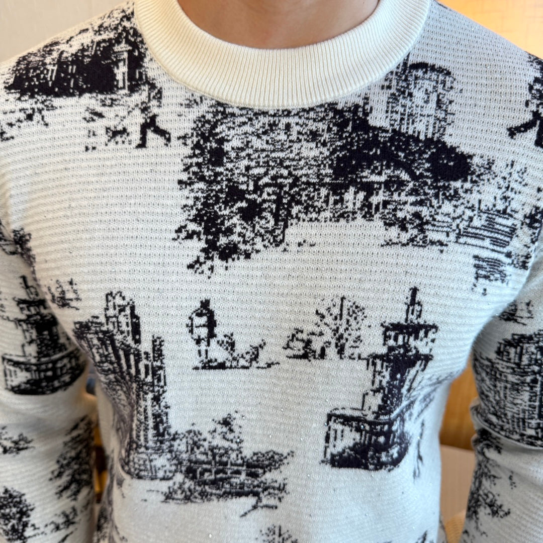 Louis Vuitton Scenic Toile Jacquard Sweater - Ivory