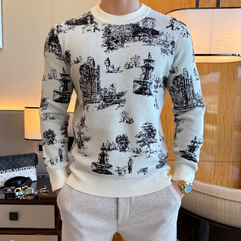 Louis Vuitton Scenic Toile Jacquard Sweater - Ivory
