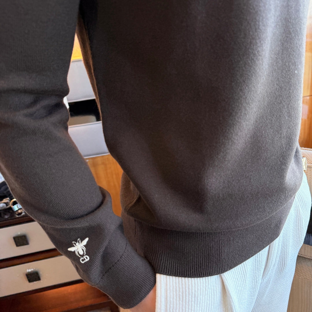 Dior CD Logo Bee Detail Sweater - Charcoal