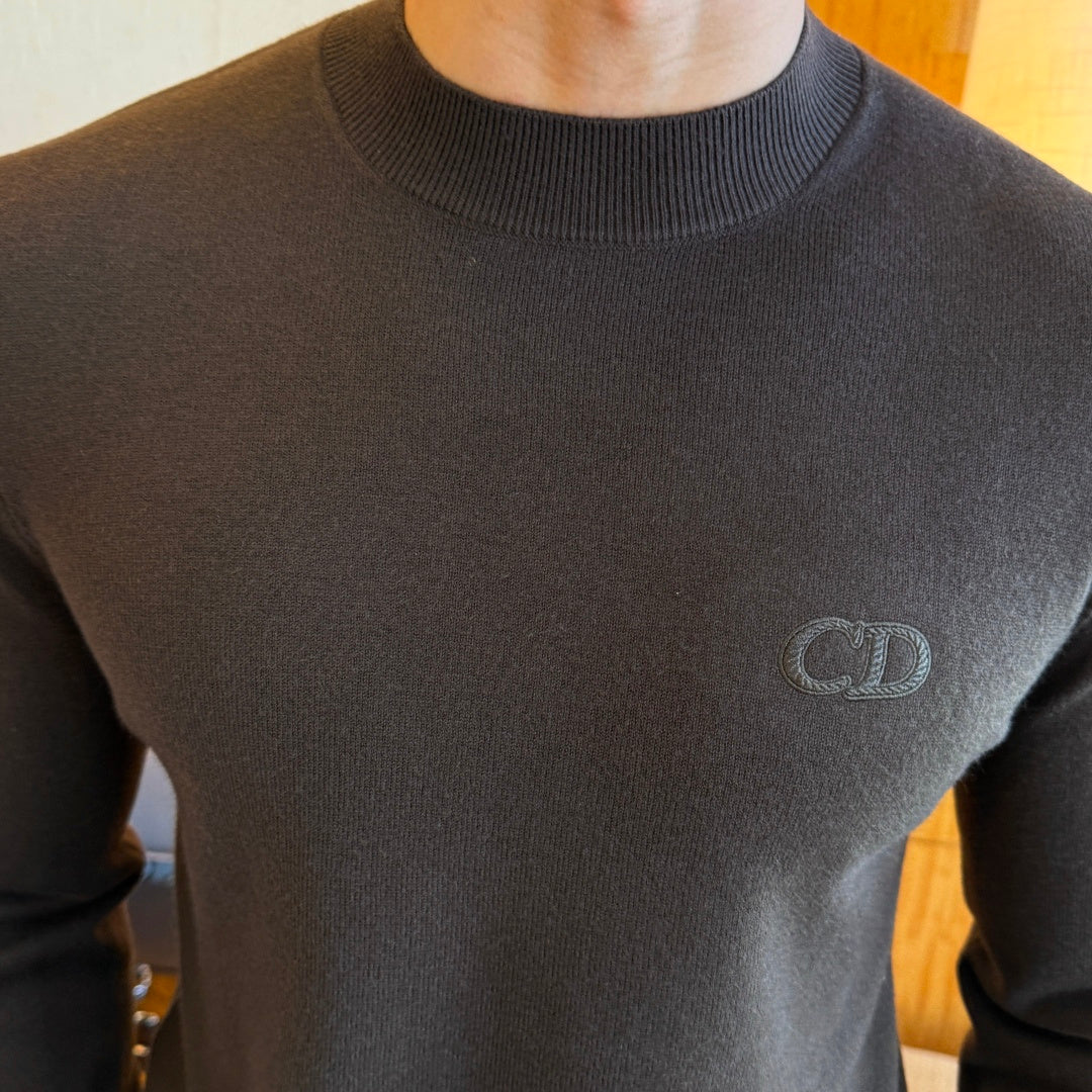 Dior CD Logo Bee Detail Sweater - Charcoal