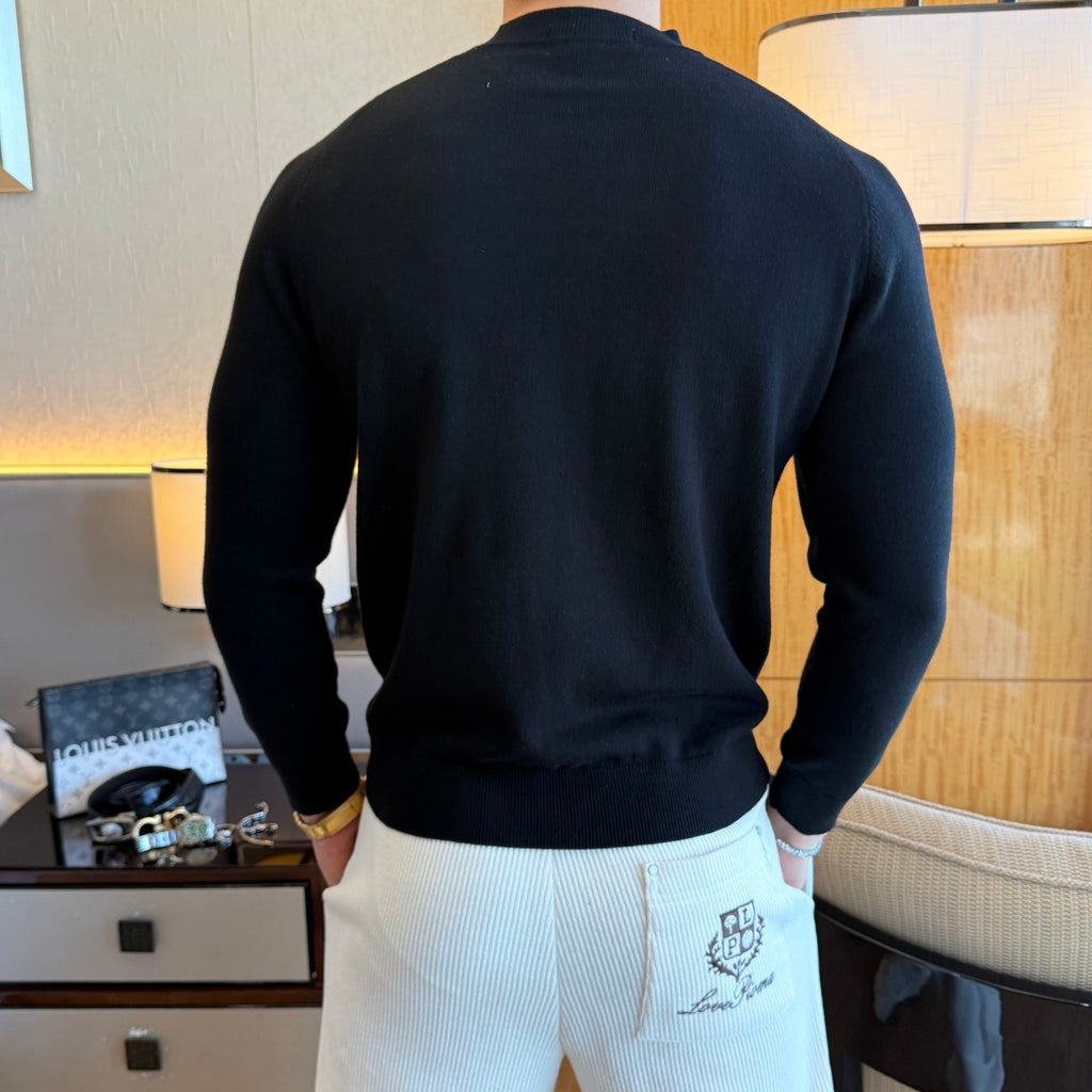 Dior CD Logo Stripe Sleeve Sweater - Black