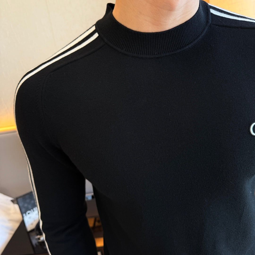 Dior CD Logo Stripe Sleeve Sweater - Black