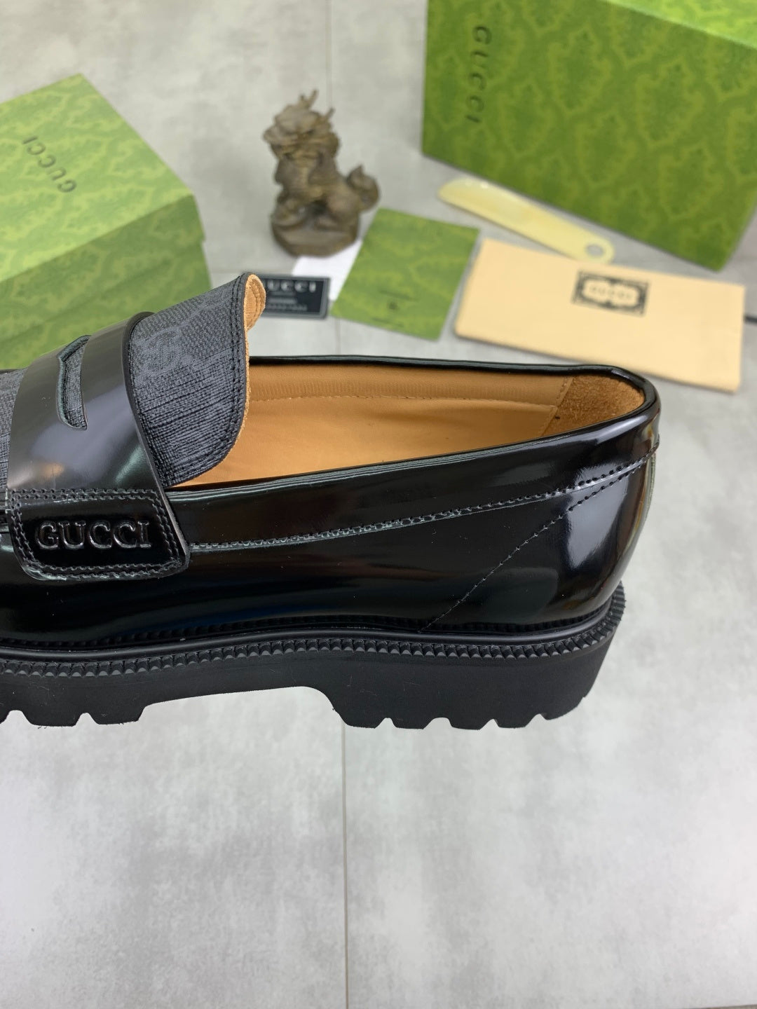 Gucci GG Monogram Platform Loafers Black