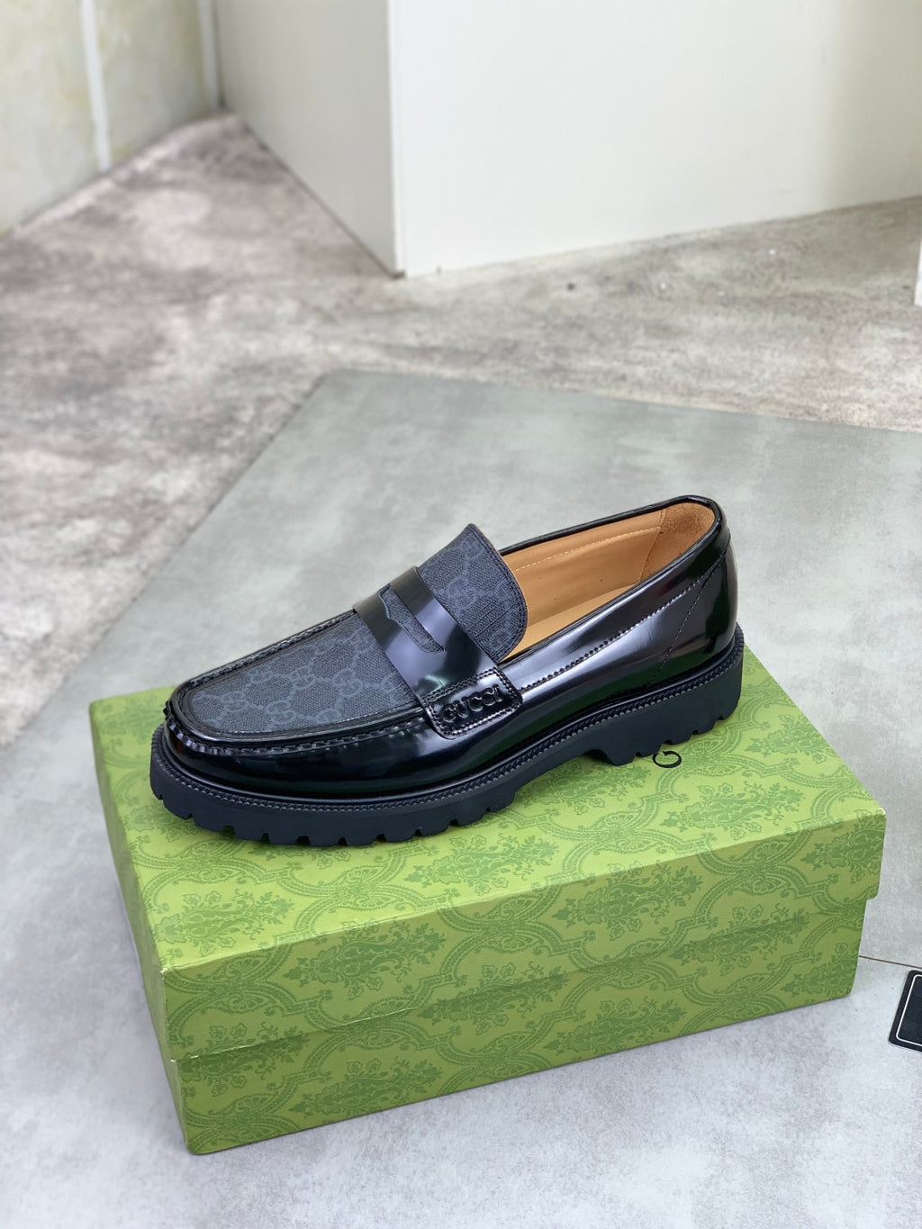 Gucci GG Monogram Platform Loafers Black