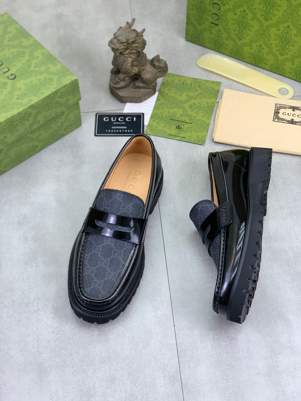 Gucci GG Monogram Platform Loafers Black