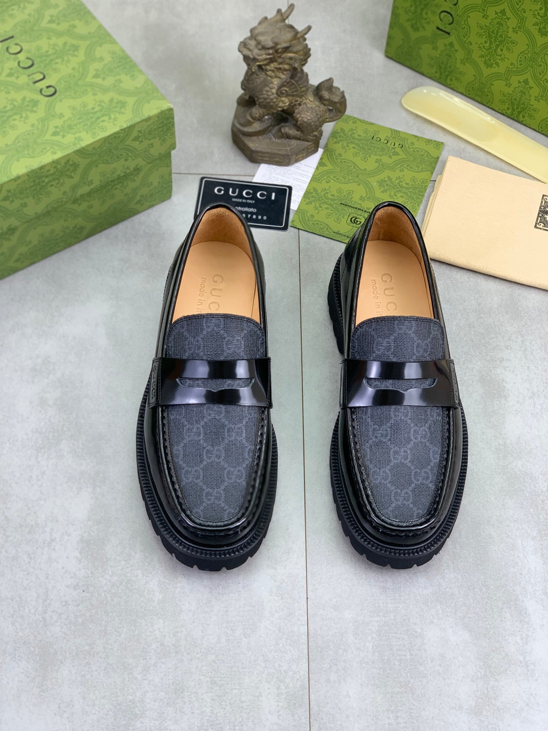 Gucci GG Monogram Platform Loafers Black