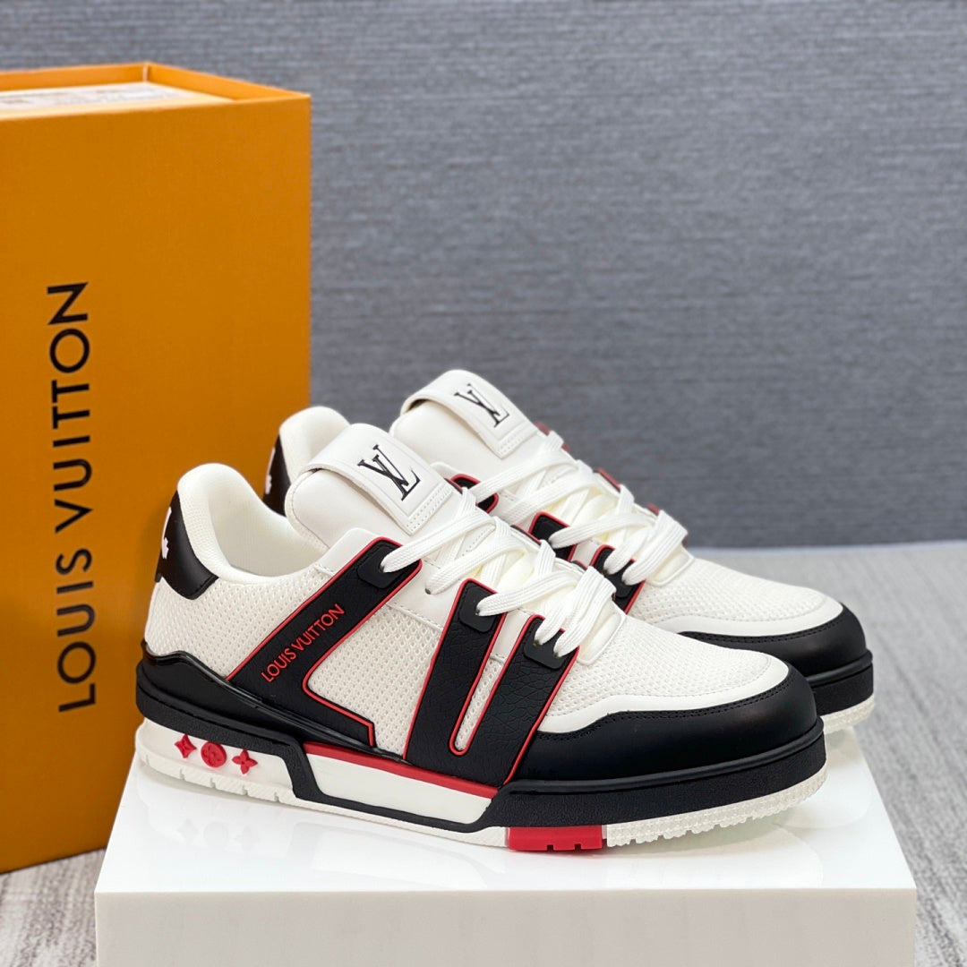 Louis Vuitton LV Trainer Sneaker - White/Black/Red #54