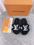 Louis Vuitton Fuzzy Slides - Black