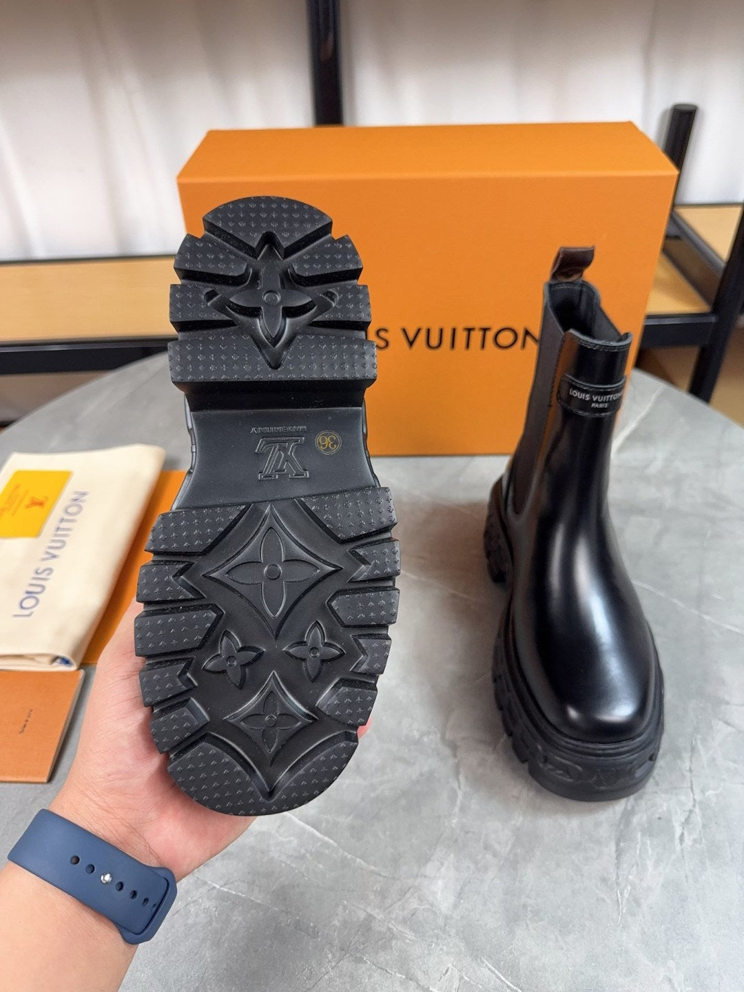 LV Chelsea Boots - Black Leather & Monogram Canvas