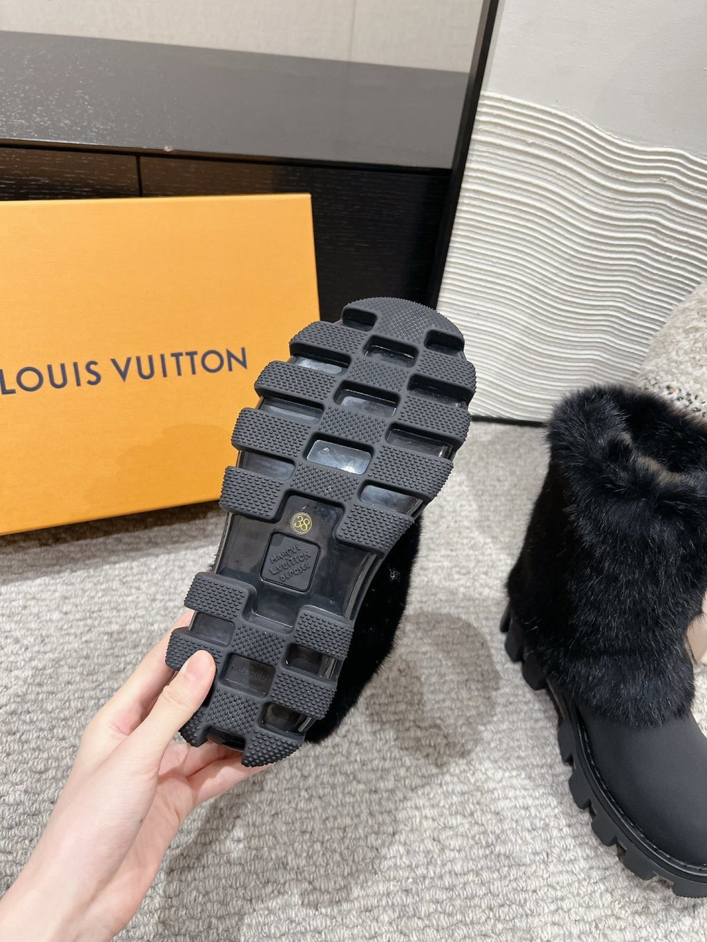 LV Fur Boots - Black Leather & Mink Fur