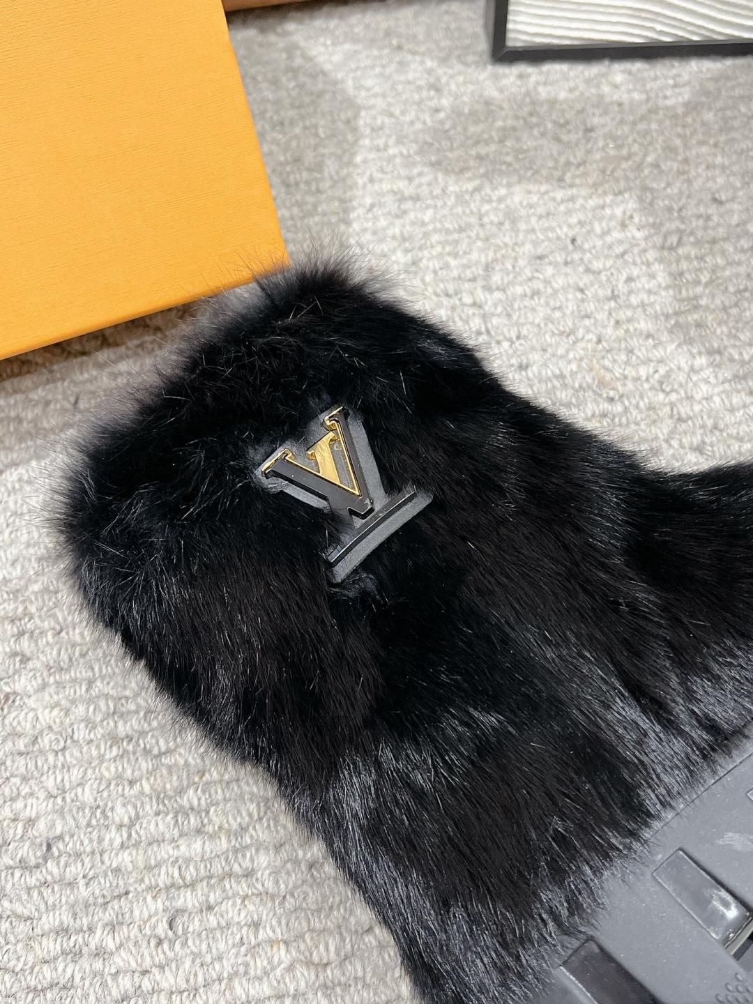 LV Fur Boots - Black Leather & Mink Fur