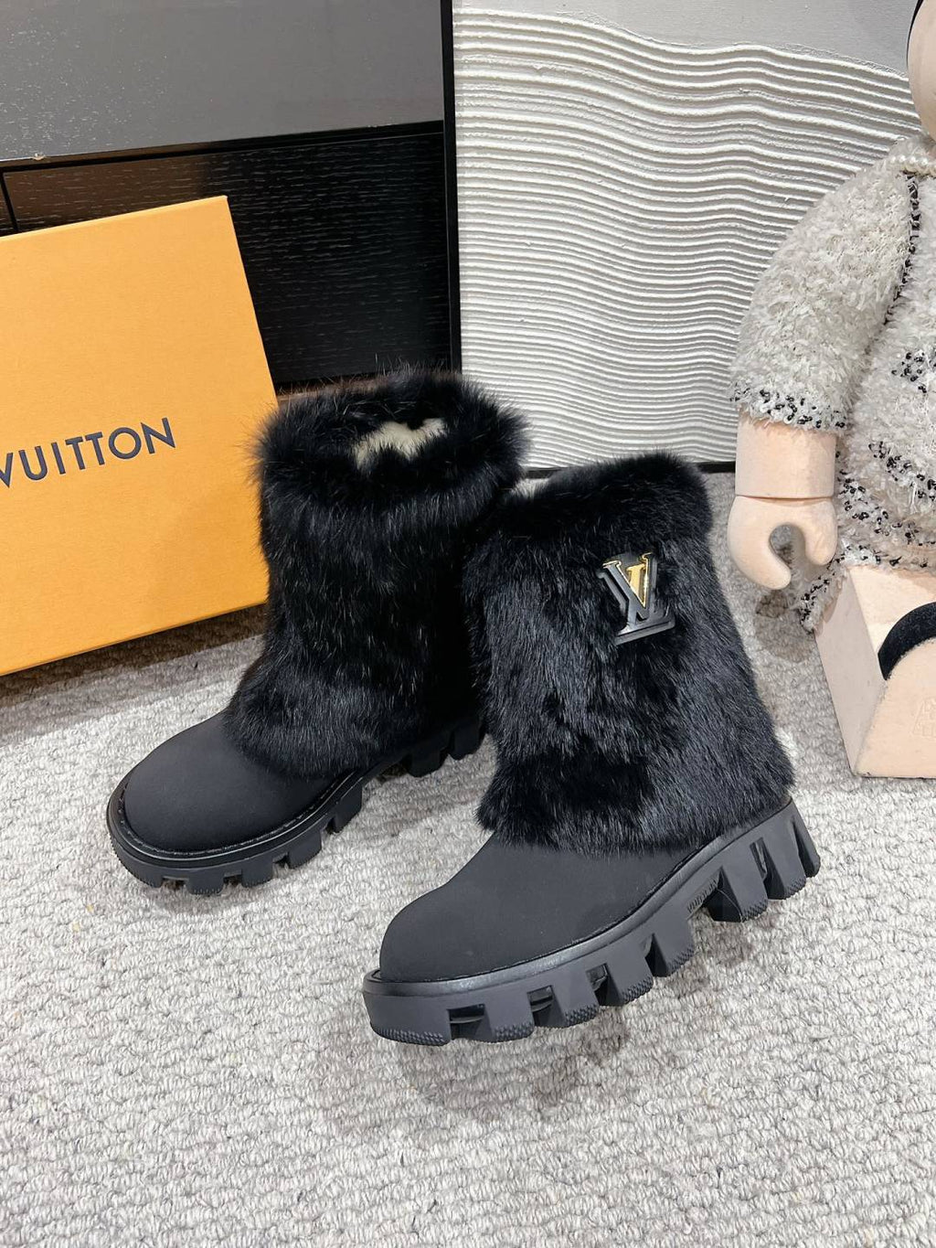 LV Fur Boots - Black Leather & Mink Fur
