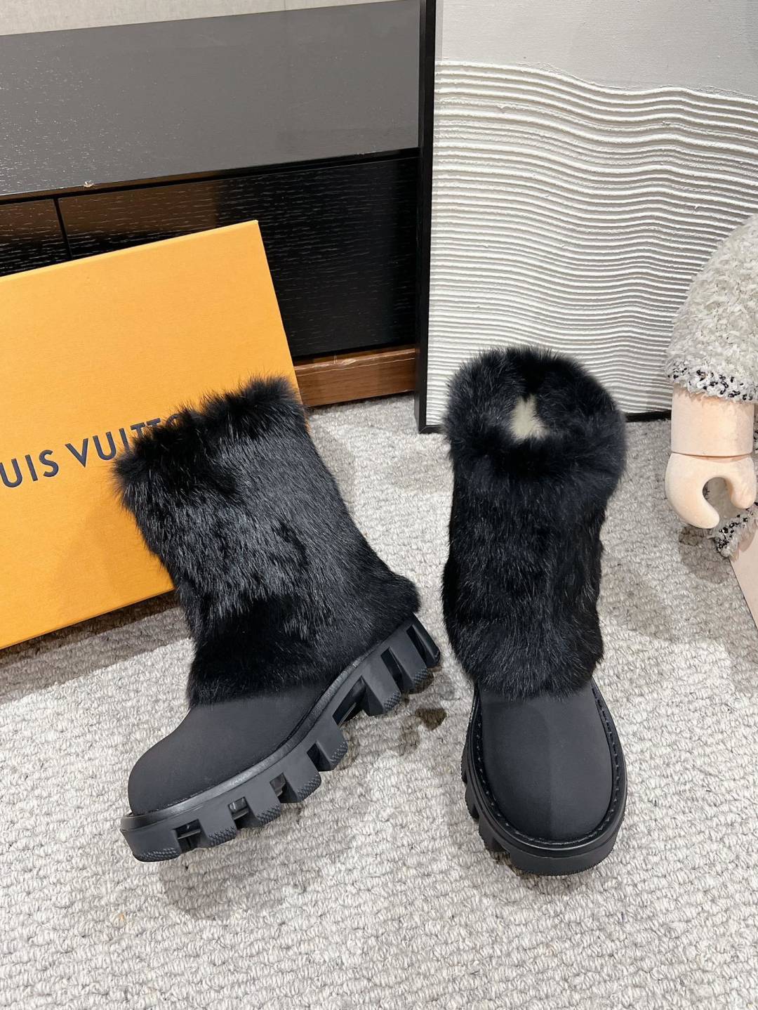 LV Fur Boots - Black Leather & Mink Fur
