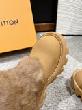 LV Fur Boots - Camel Leather & Mink Fur Platform