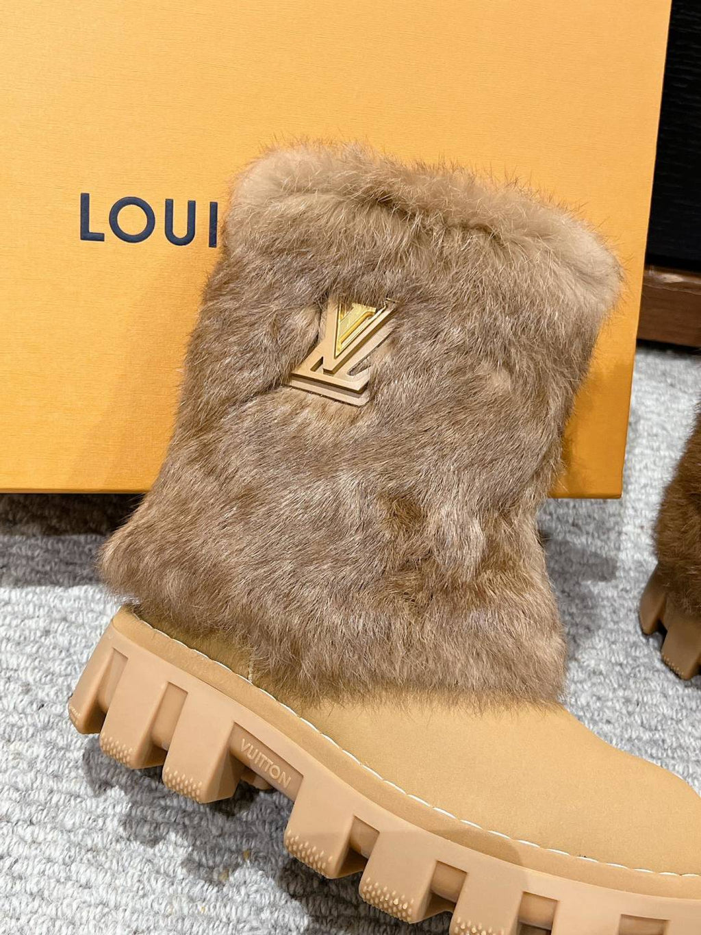 LV Fur Boots - Camel Leather & Mink Fur Platform