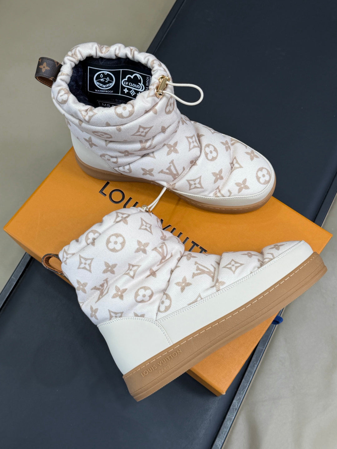 LV Pillow Boots - White Monogram Puffer Ankle Boots