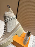 LV Platform Boots - Beige Monogram Canvas Lace-Up