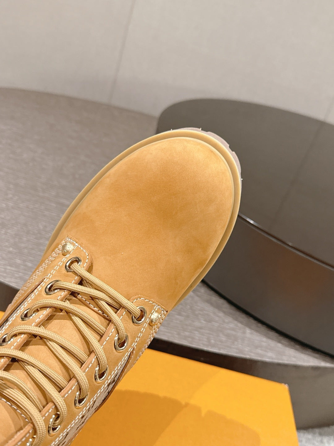 LV Work Boots - Wheat Monogram Canvas Lace-Up