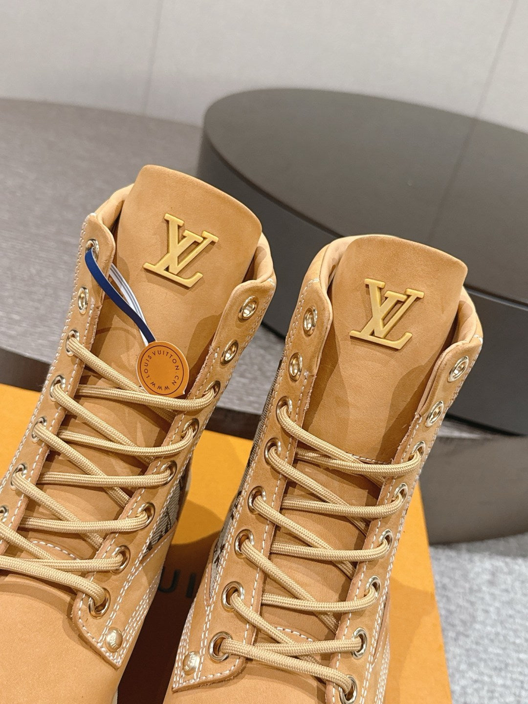 LV Work Boots - Wheat Monogram Canvas Lace-Up