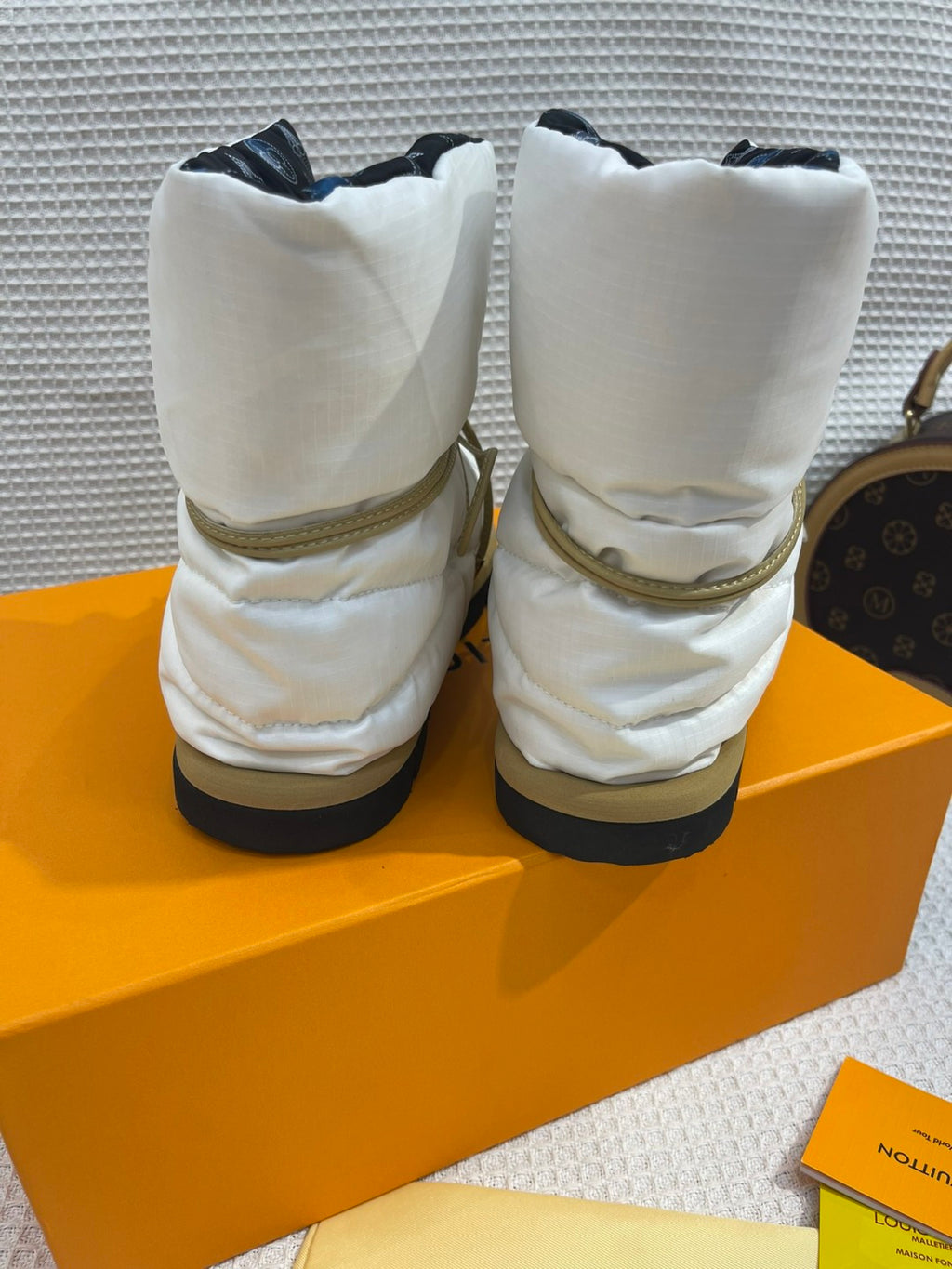 LV Pillow Boots - White & Black Monogram Puffer Ankle Boots