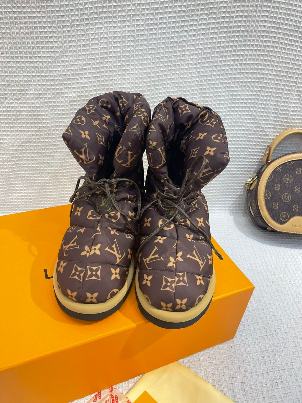 LV Pillow Boots - Brown Monogram Puffer Mid-Calf Boots
