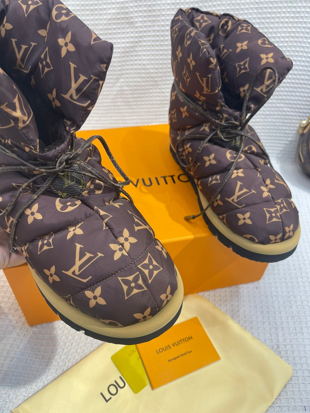 LV Pillow Boots - Brown Monogram Puffer Mid-Calf Boots