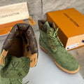 LV x Timberland Boots - Olive Green Monogram Collaboration