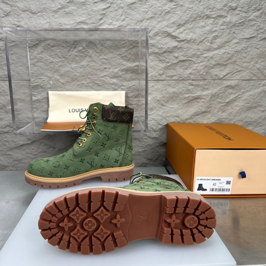 LV x Timberland Boots - Olive Green Monogram Collaboration