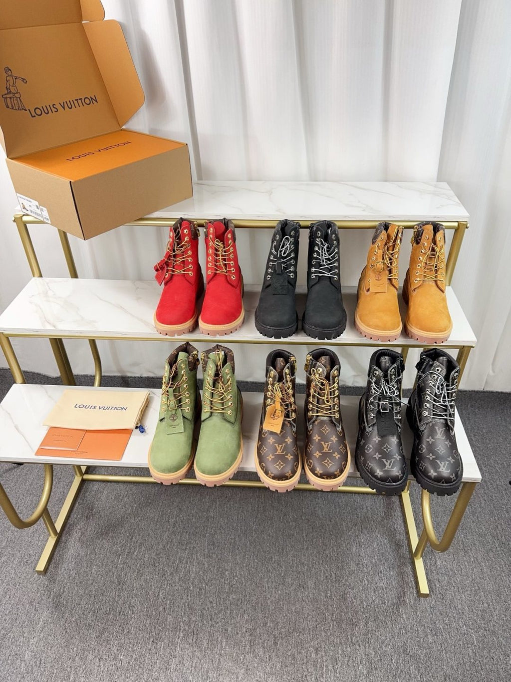 LV x Timberland Boots - Sage Green Monogram Collaboration