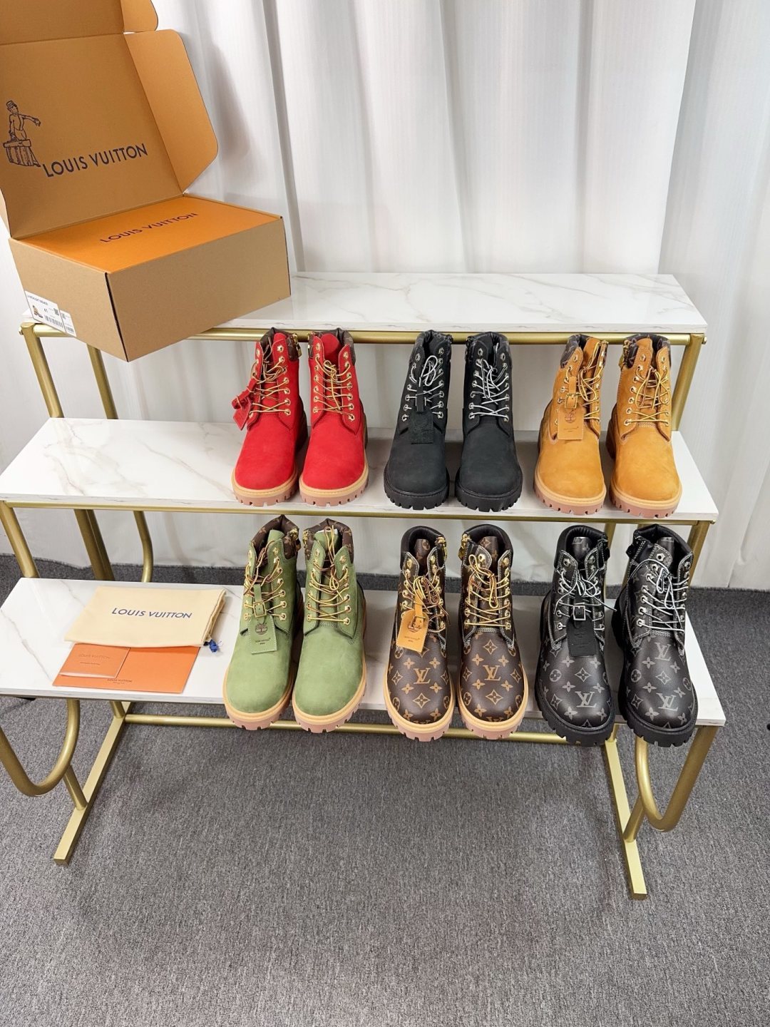 LV x Timberland Boots - Sage Green Monogram Collaboration