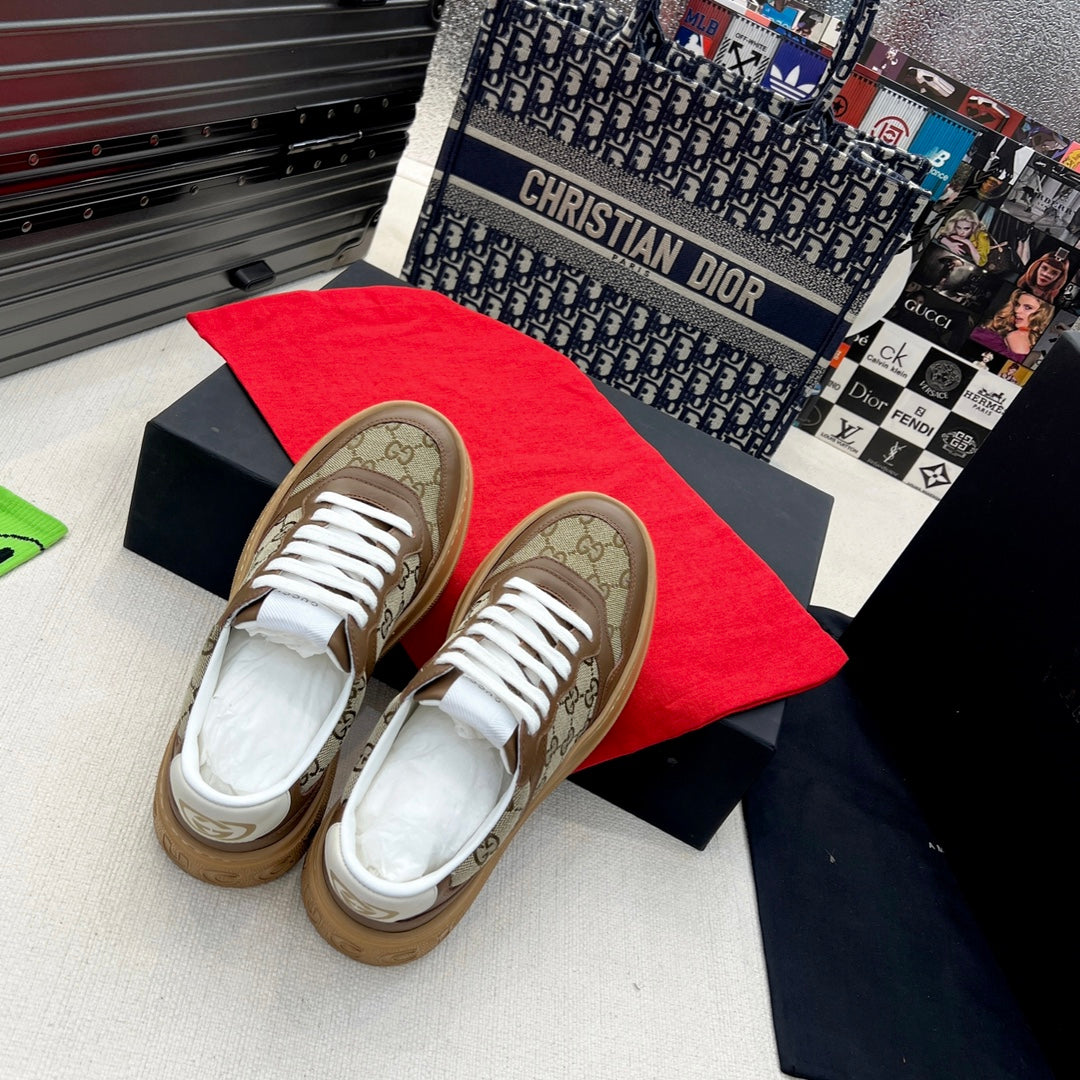 Gucci GG Monogram Platform Sneakers Brown Gum Sole