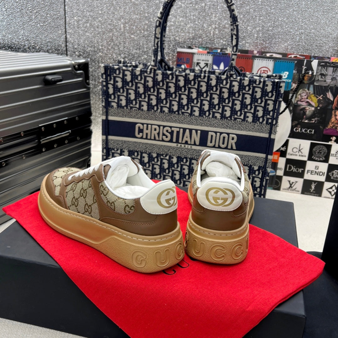 Gucci GG Monogram Platform Sneakers Brown Gum Sole