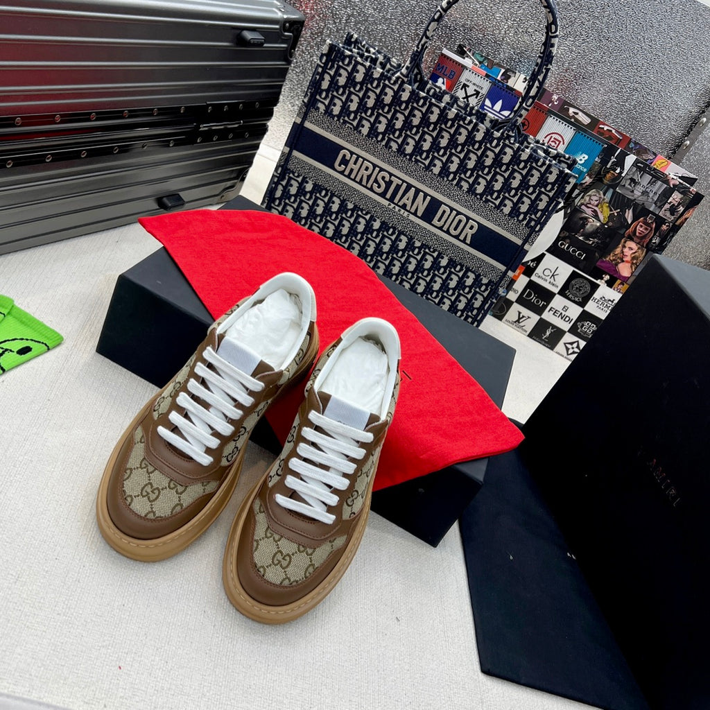 Gucci GG Monogram Platform Sneakers Brown Gum Sole