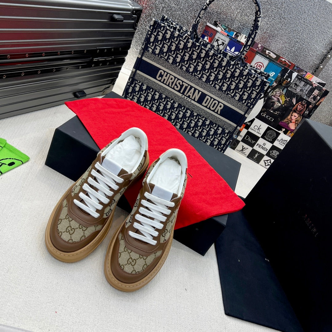 Gucci GG Monogram Platform Sneakers Brown Gum Sole