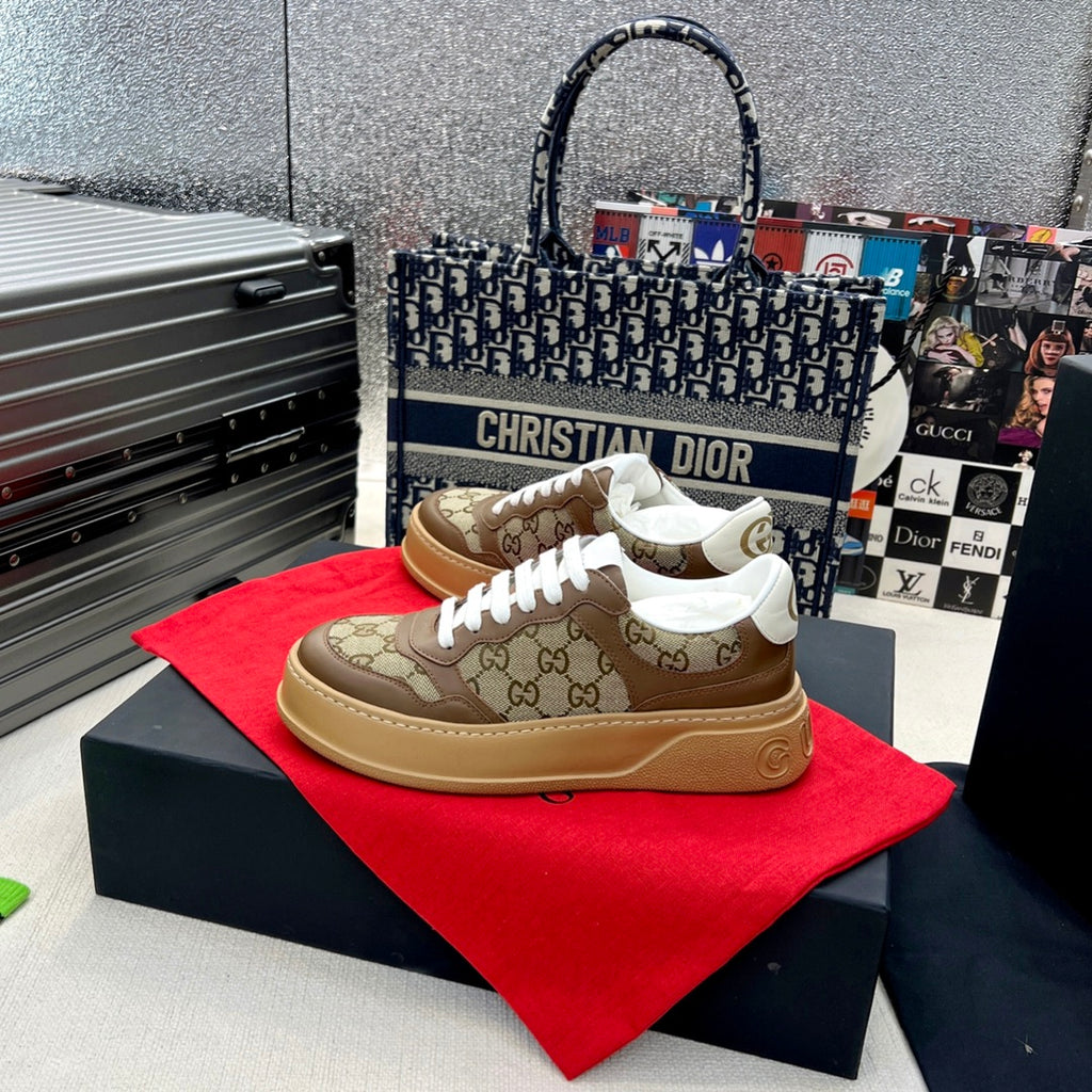 Gucci GG Monogram Platform Sneakers Brown Gum Sole