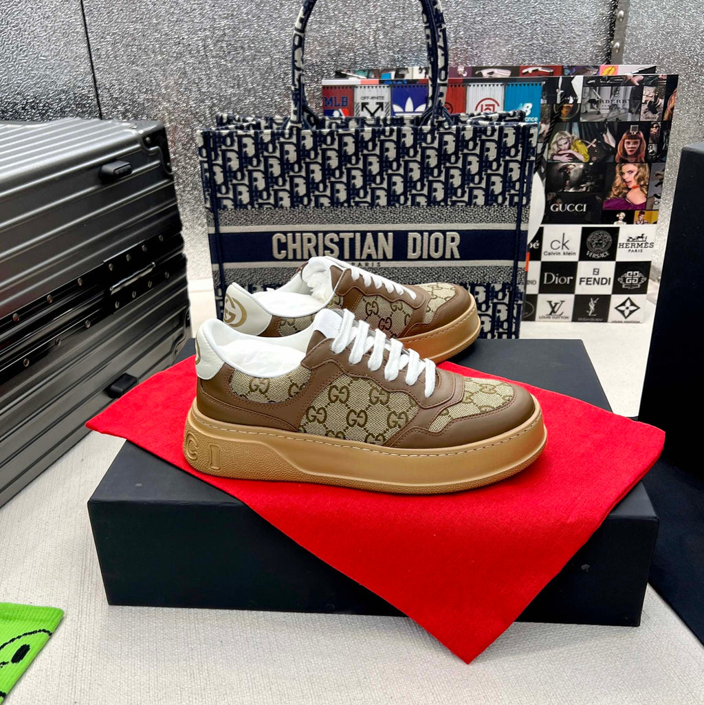 Gucci GG Monogram Platform Sneakers Brown Gum Sole