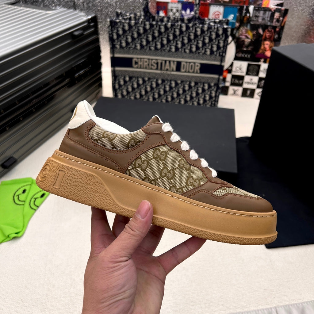 Gucci GG Monogram Platform Sneakers Brown Gum Sole