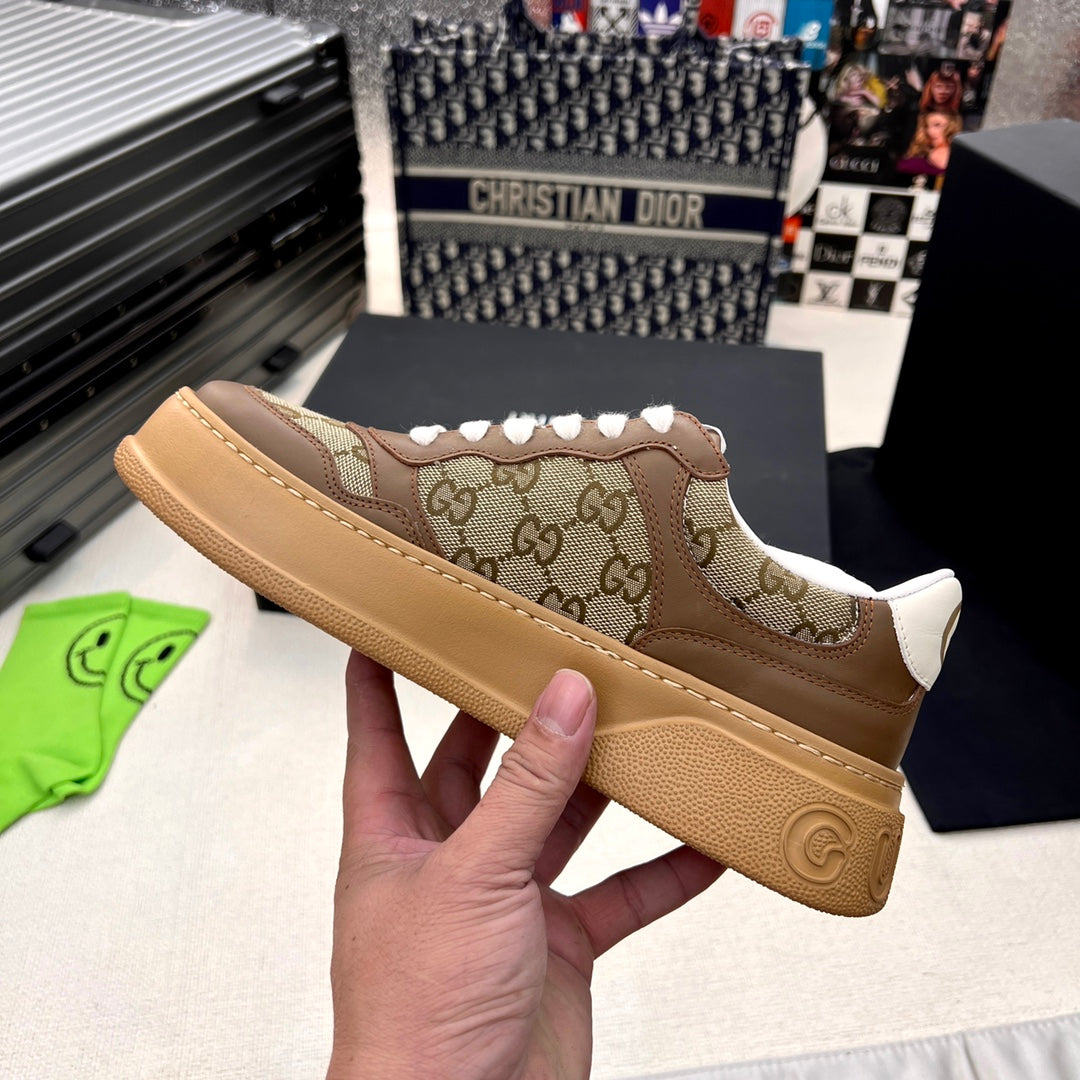 Gucci GG Monogram Platform Sneakers Brown Gum Sole