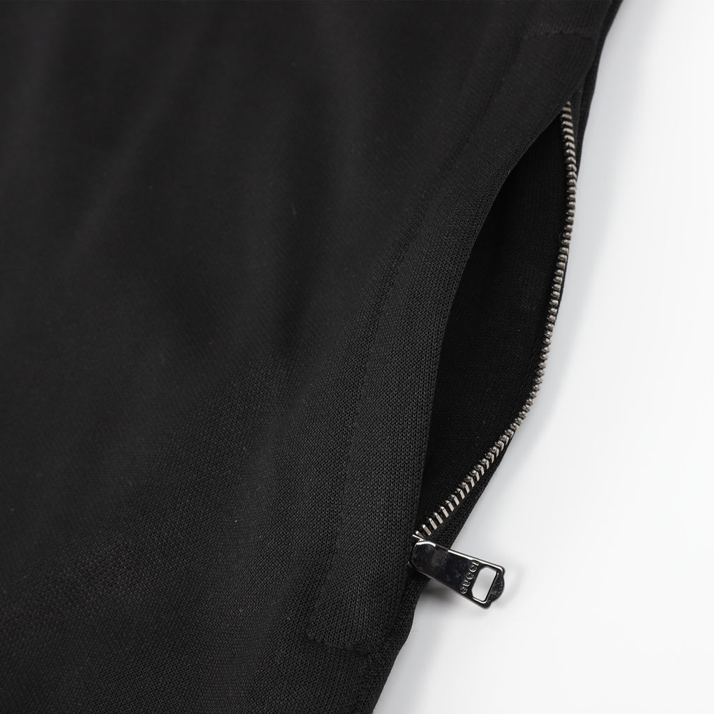 Gucci “GUCCI” Block Letter Jacquard Tape Zip-Up Track Jacket — Black