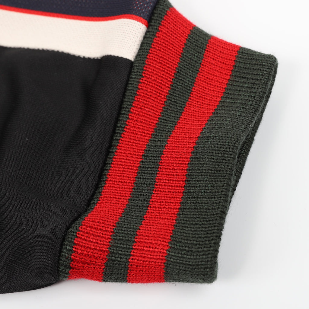 Gucci “GUCCI” Block Letter Jacquard Tape Zip-Up Track Jacket — Black