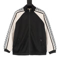 Gucci GG Jacquard Tape Raglan Zip-Up Sweatshirt — Black/Cream
